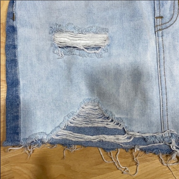 PACSUN TWO TONE CUT OFF DENIM SKIRT - Picture 3 of 8